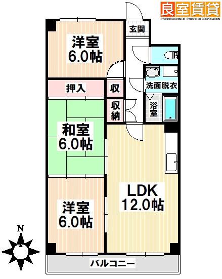 レジディア日比野(3LDK/11階)の間取り写真