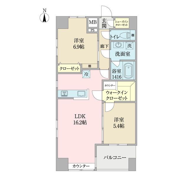 ヴィルクレア桜山(2LDK/13階)の間取り写真