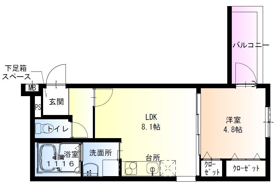 フジパレス和泉葛の葉(1LDK/3階)の間取り写真