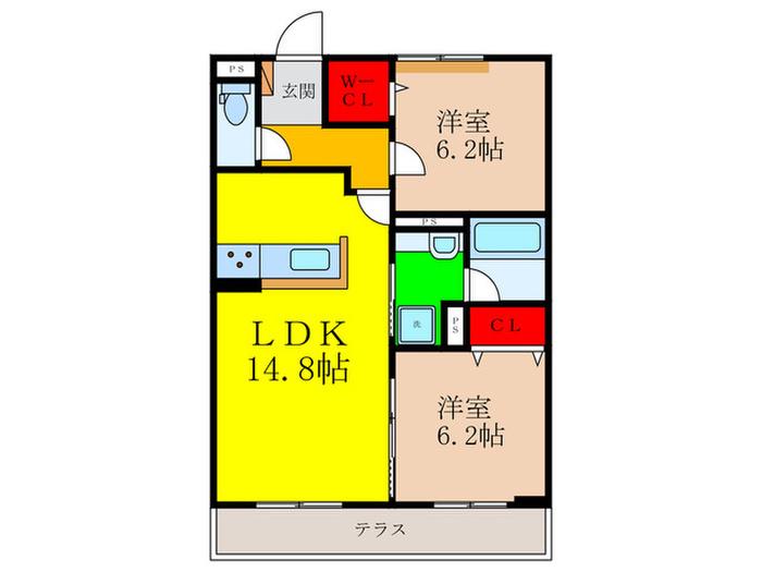 パークサイドファーム(2LDK/1階)の間取り写真