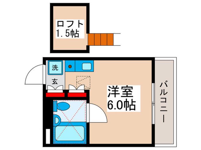 コオポスアペアI(ワンルーム/1階)の間取り写真