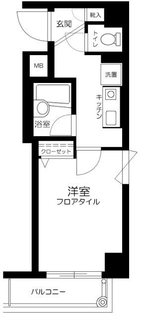 パークウェル目黒本町(1K/2階)の間取り写真