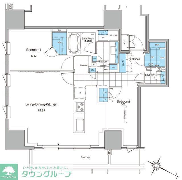 ルフォンプログレ北新宿(2LDK/13階)の間取り写真
