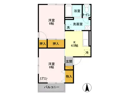 セジュール大師(2DK/1階)の間取り写真