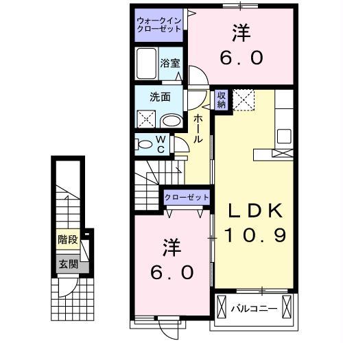 エアリーガーデンSD IIIIV(2LDK/2階)の間取り写真