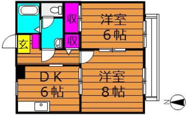 パピームK(2DK/2階)の間取り写真