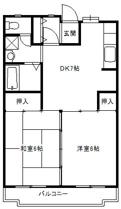 あとらす市川(2DK/2階)の間取り写真