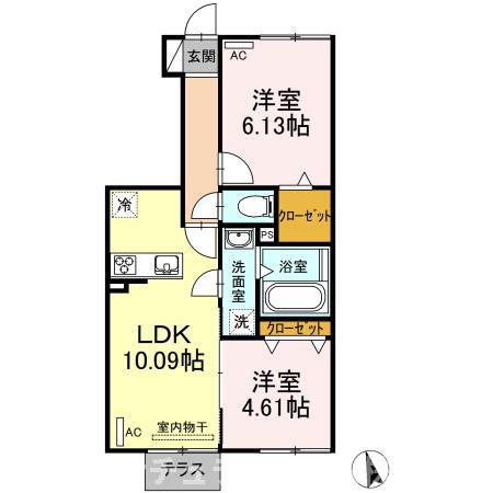 CHARMANT C(2LDK/1階)の間取り写真