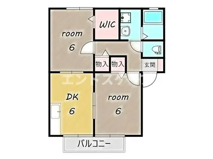 ニューポワールA(2DK/1階)の間取り写真