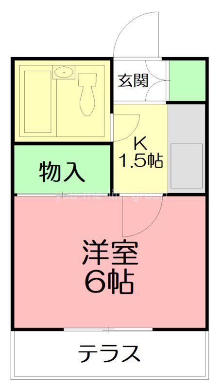 ベルメゾン秦野(1K/2階)の間取り写真