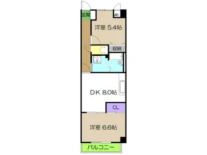 ハイブリッジ(2DK/5階)の間取り写真