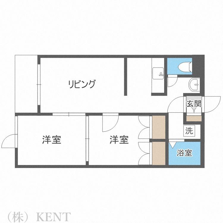 カールトンハウス(2LDK/2階)の間取り写真
