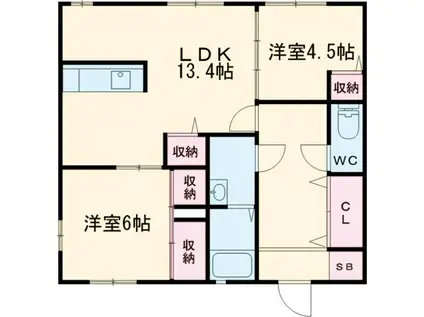 グリーンファースト・ミヤコ(2LDK/1階)の間取り写真