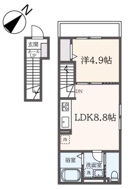 ウィステリア鶴ヶ峰(1LDK/2階)の間取り写真