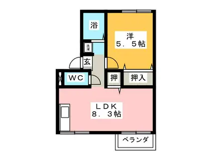 アパンションロイヤル(1LDK/1階)の間取り写真