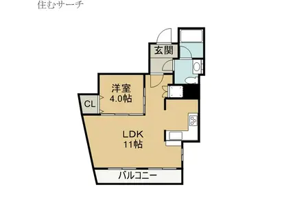 ウエストエンドビル(1LDK/8階)の間取り写真