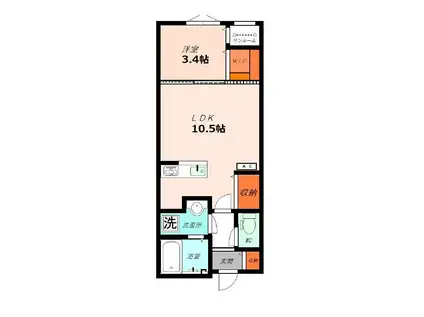 CROSS SEASON 山室(1LDK/2階)の間取り写真