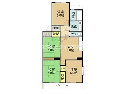 リバーサイド八番館(4DK/4階)の間取り写真