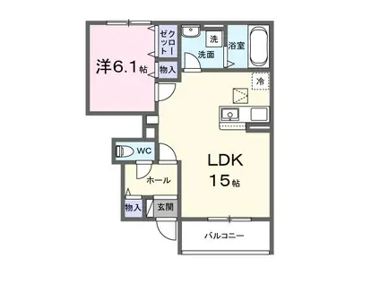 セレーノB(1LDK/1階)の間取り写真