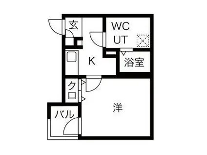 メイクスR高畑(1K/3階)の間取り写真