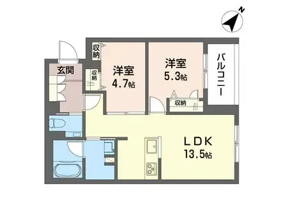 THE FLAG(2LDK/1階)の間取り写真