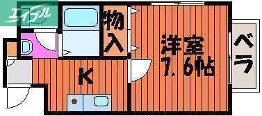 カサブランカ十日市(1K/3階)の間取り写真
