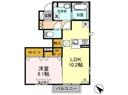 ファミール祗園(1LDK/1階)の間取り写真