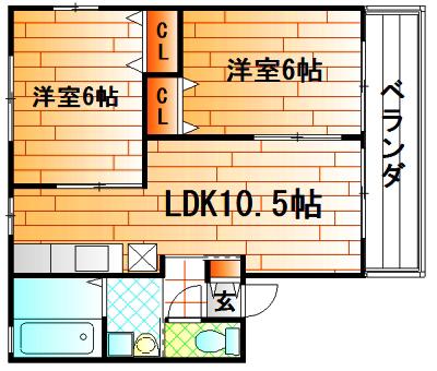 ハイムベル(2LDK/1階)の間取り写真