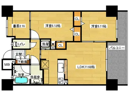 クレスト東本浦(2LDK/2階)の間取り写真