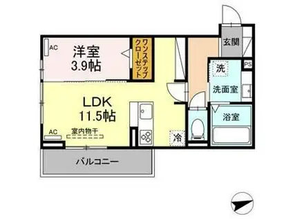 D-SQUARE平川本町(1LDK/2階)の間取り写真