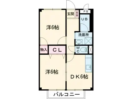 サープラスIIときわ(2DK/1階)の間取り写真