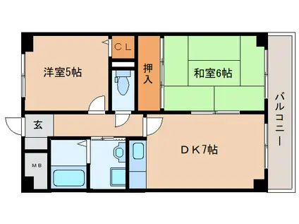 リュミエール(2DK/2階)の間取り写真