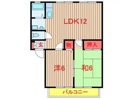 パークハイツ(2LDK/1階)の間取り写真