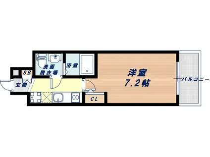 ラシュレエグゼ難波南(1K/5階)の間取り写真