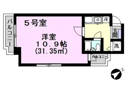 中央第10北松戸ビル(1K/8階)の間取り写真