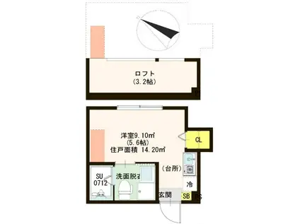 ハーモニーテラス足立III(1K/2階)の間取り写真