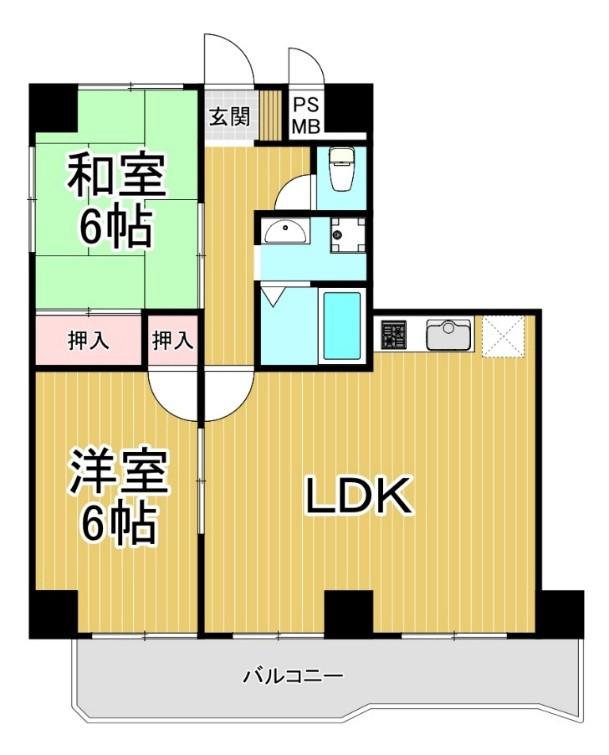 白峰コーポ(2LDK/3階)の間取り写真
