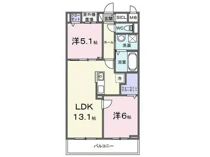 コレッソ・M(2LDK/3階)の間取り写真