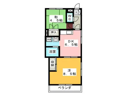 ヴィラフローレスタ(2DK/2階)の間取り写真