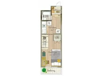 シーズンコート星ヶ丘(1K/3階)の間取り写真