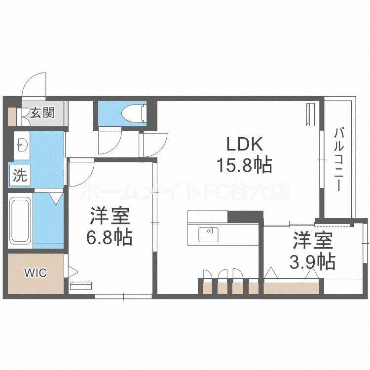 ルシェーナ西田辺(2LDK/2階)の間取り写真