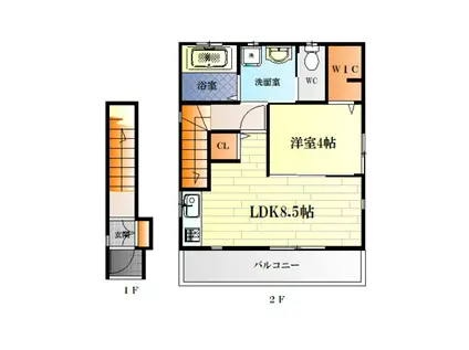 メッセリア(1LDK/2階)の間取り写真