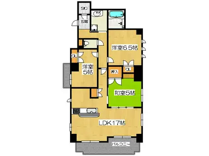 ファインフラッツ京都山科(3LDK/5階)の間取り写真