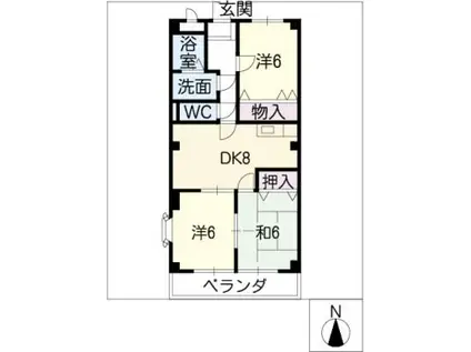 スプリームミヤケ(3DK/2階)の間取り写真