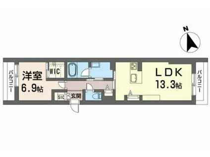 ララ・シャーメゾン(1LDK/2階)の間取り写真