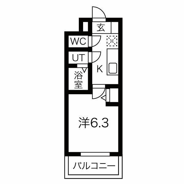 スプランディッドV(1K/6階)の間取り写真