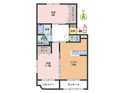 α・TOUMYOUJI(2LDK/2階)の間取り写真