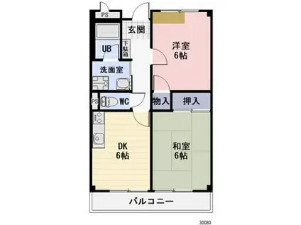 LIMPIAおおまつ(2DK/1階)の間取り写真