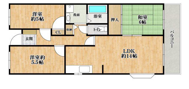 ビューテラスミウラ(3LDK/1階)の間取り写真