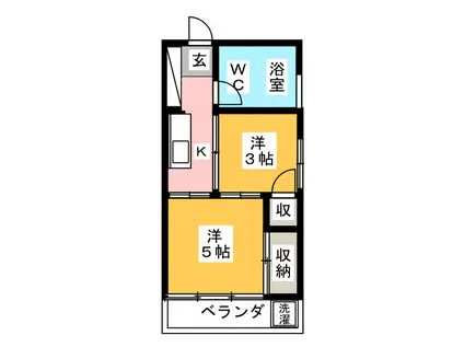 榛葉マンション(2K/2階)の間取り写真